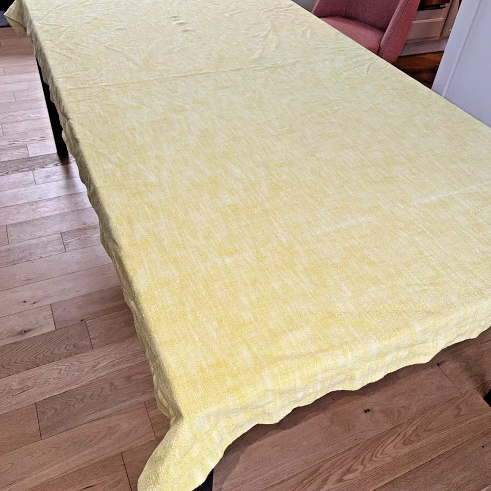 Anthropologie Pehr Tablecloth Yellow Green 100% Slub Cotton India 89